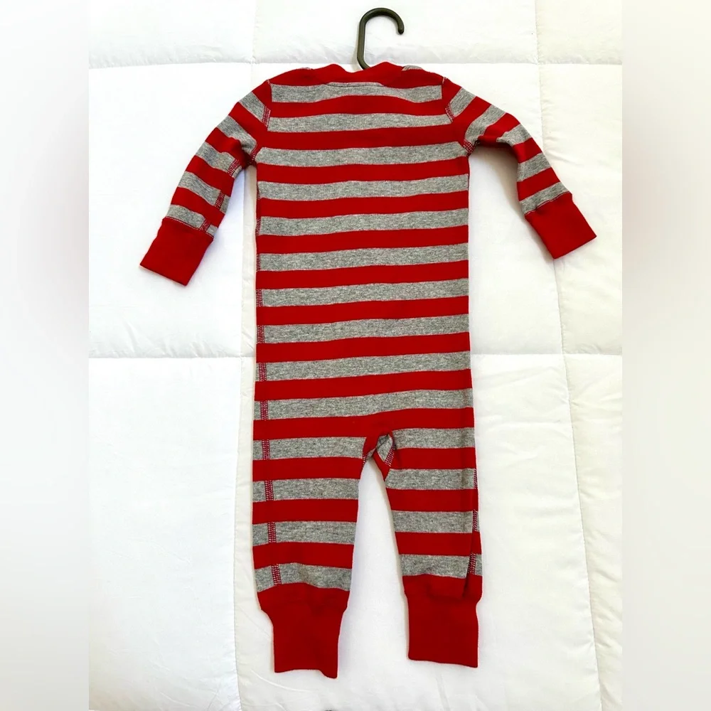 NWT! Hanna Andersson Red and Gray Striped Kids Footie size 6-9mo